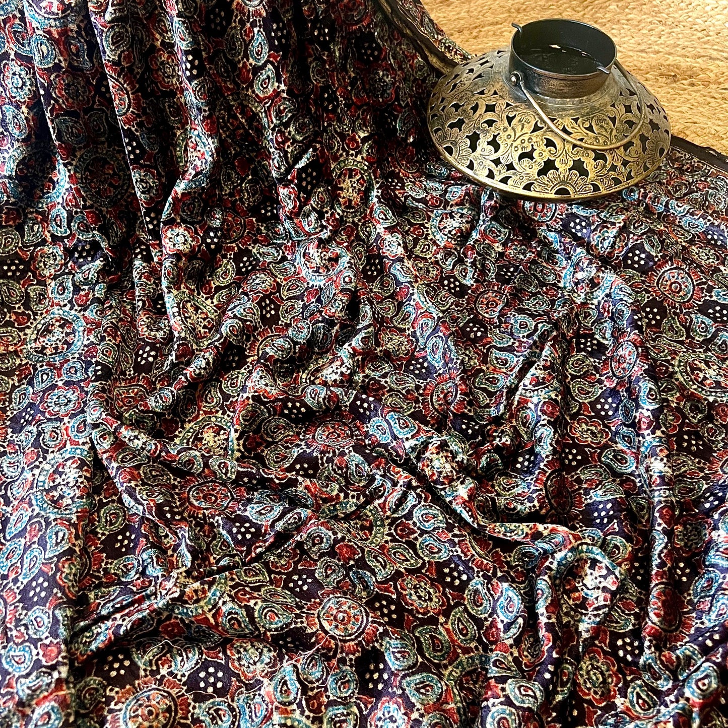 Ajrakh Fabric In Velvet - 17