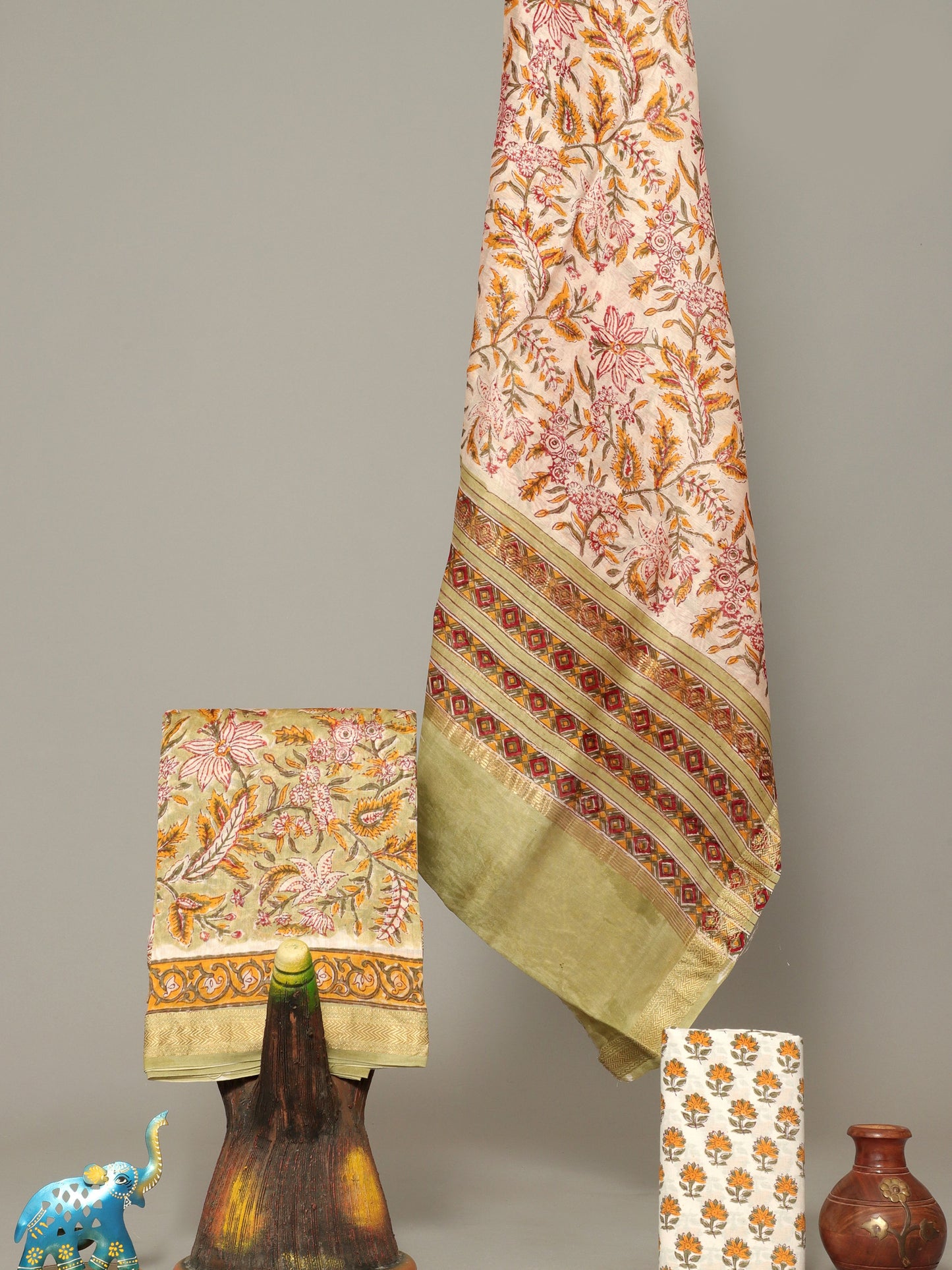 Handblock Prints On Maheshwari Silk - Design17