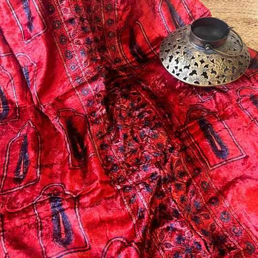 Ajrakh Fabric In Velvet - 19