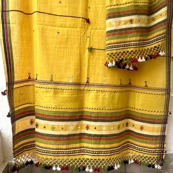 Handloom Bhujodi Kala Cotton Suit- Summer Blush