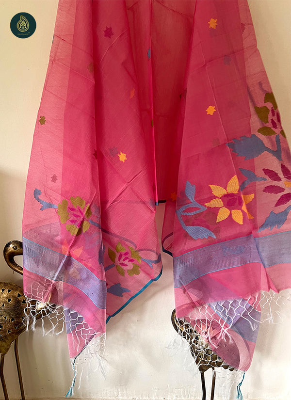 Muslin Jamdani Dupatta Bubble Pink