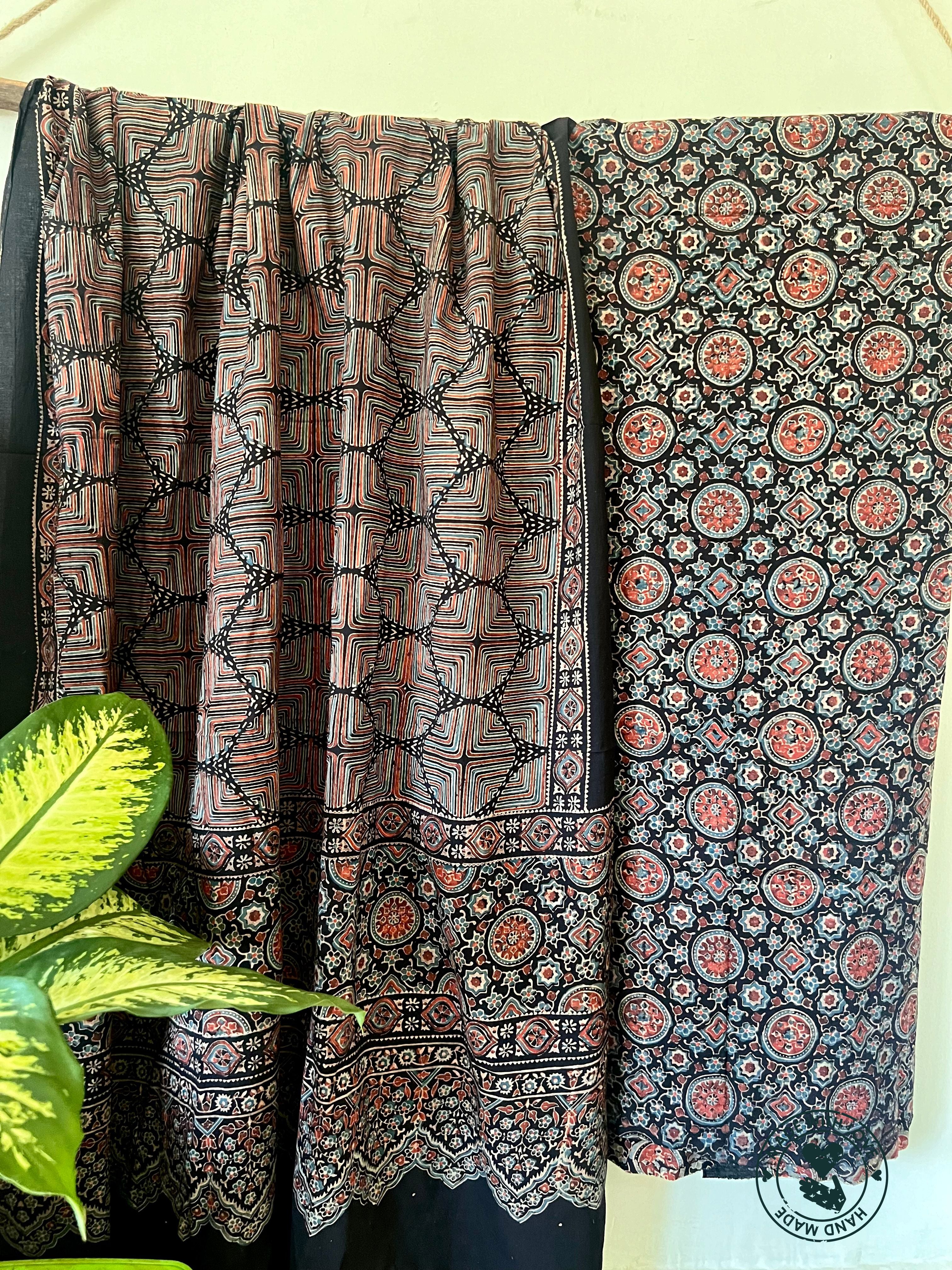 Ajrakh Prints On Woven Cotton