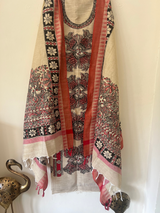 Hand Painted Madhubani Suit - Soft Chenille