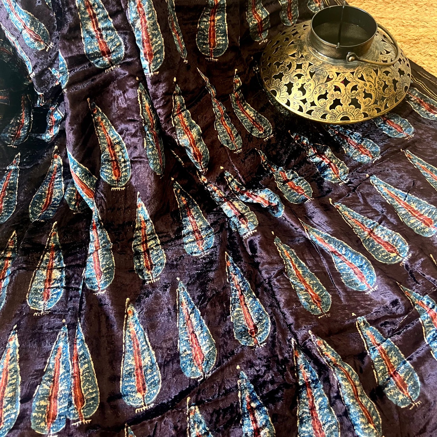 Ajrakh Fabric In Velvet - 20