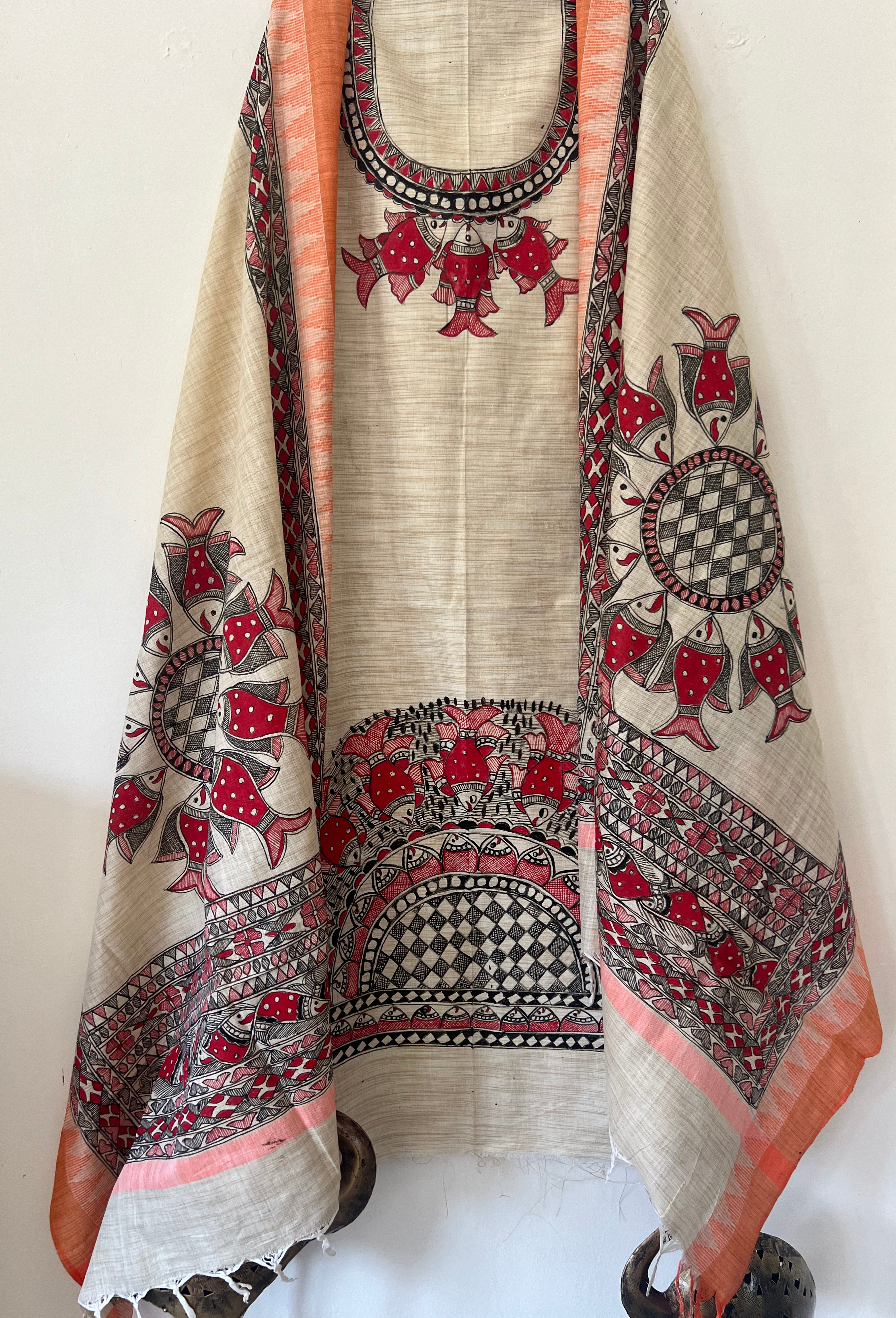 Yellow Colored Muslin Madhubani Print Co-ord Set
