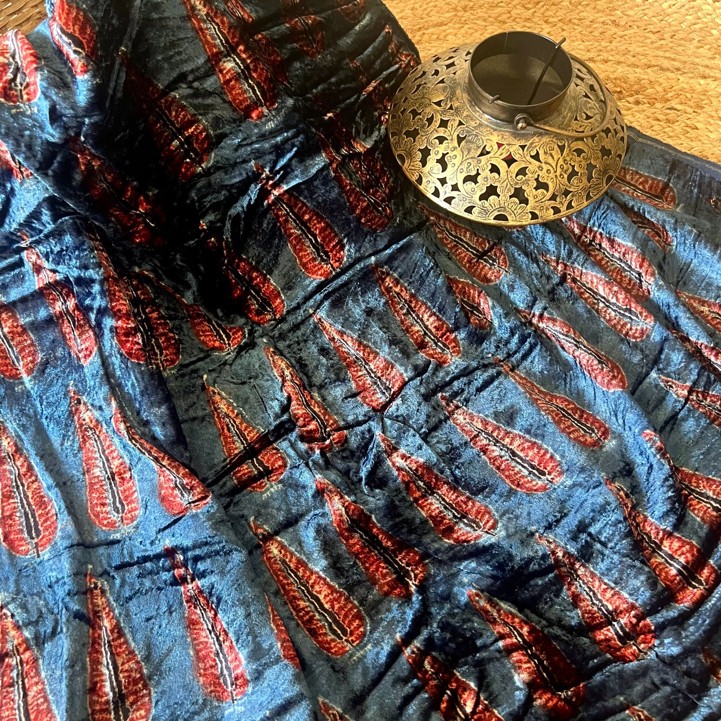 Ajrakh Fabric In Velvet - 22