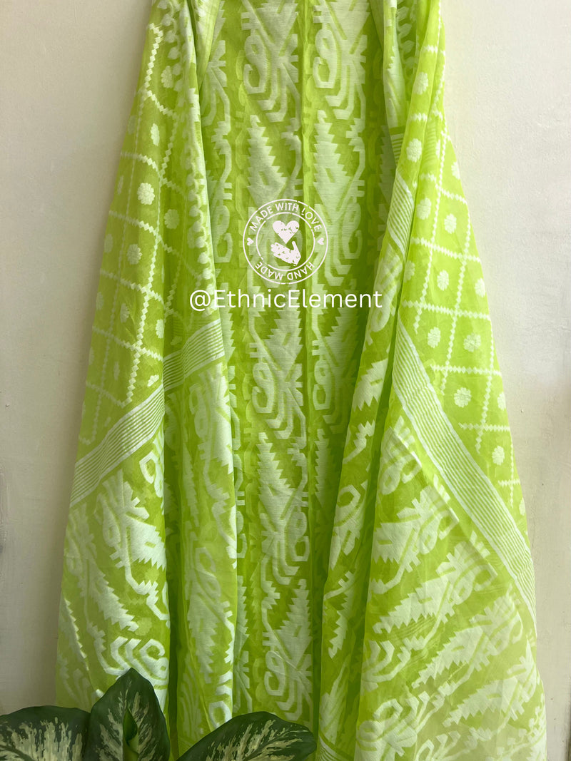 Jamdani Cotton Suit Set - Rainforest Green
