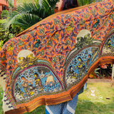 Kalamkari Handpainted Silk Dupatta - Feeling Good