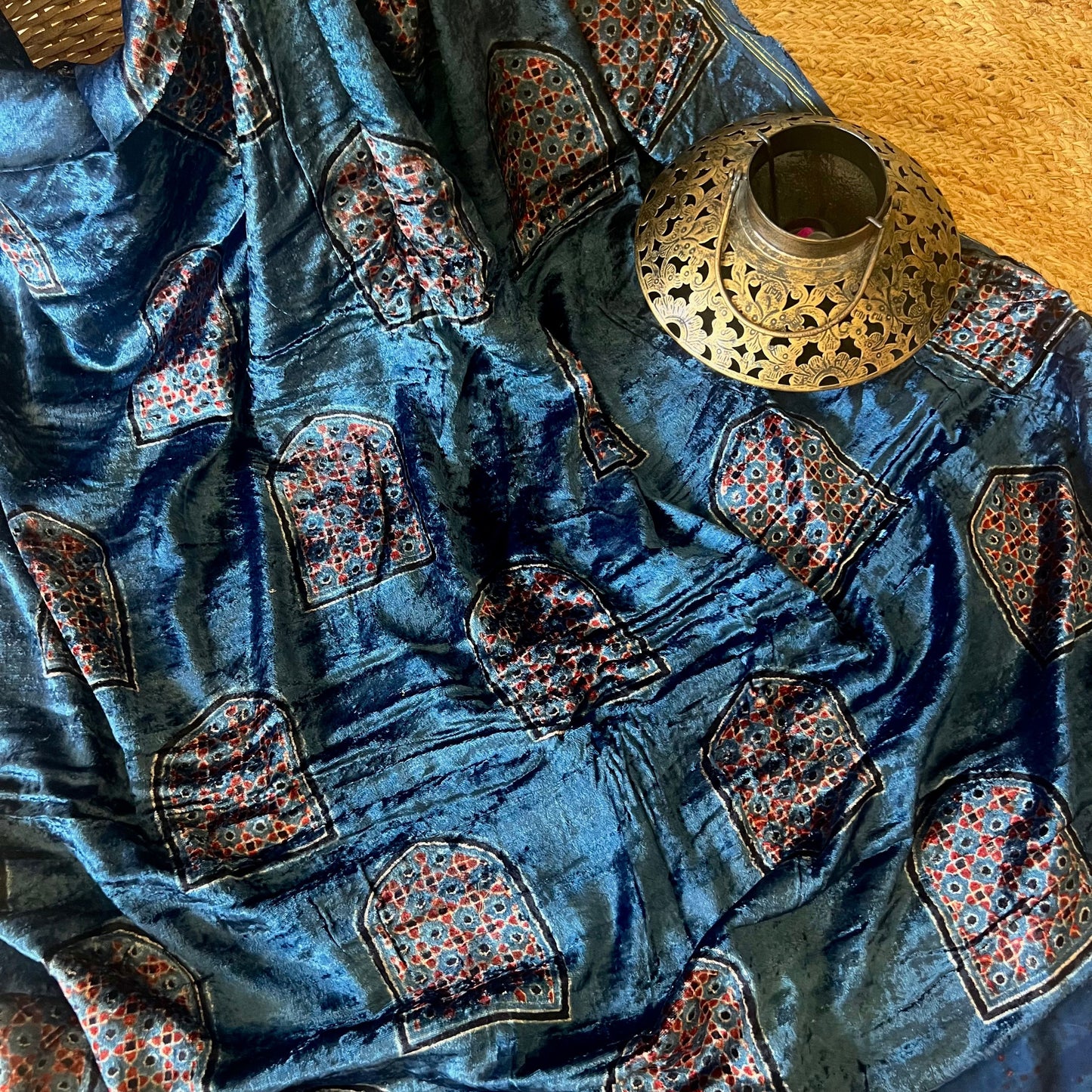 Ajrakh Fabric In Velvet - 29