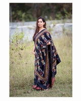 Woolen Handcrafted Kantha Shawl - Black