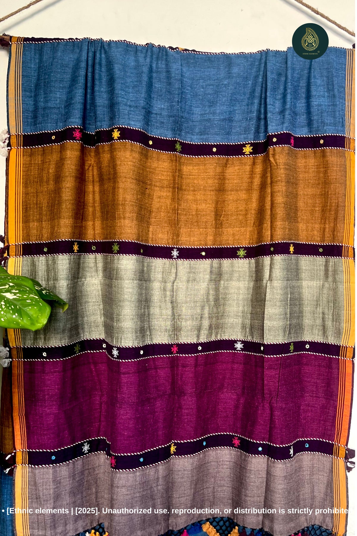 Handloom Bhujodi Kala Cotton - Gulabo Grape – EthnicElement