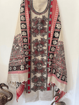 Hand Painted Madhubani Suit - Soft Chenille