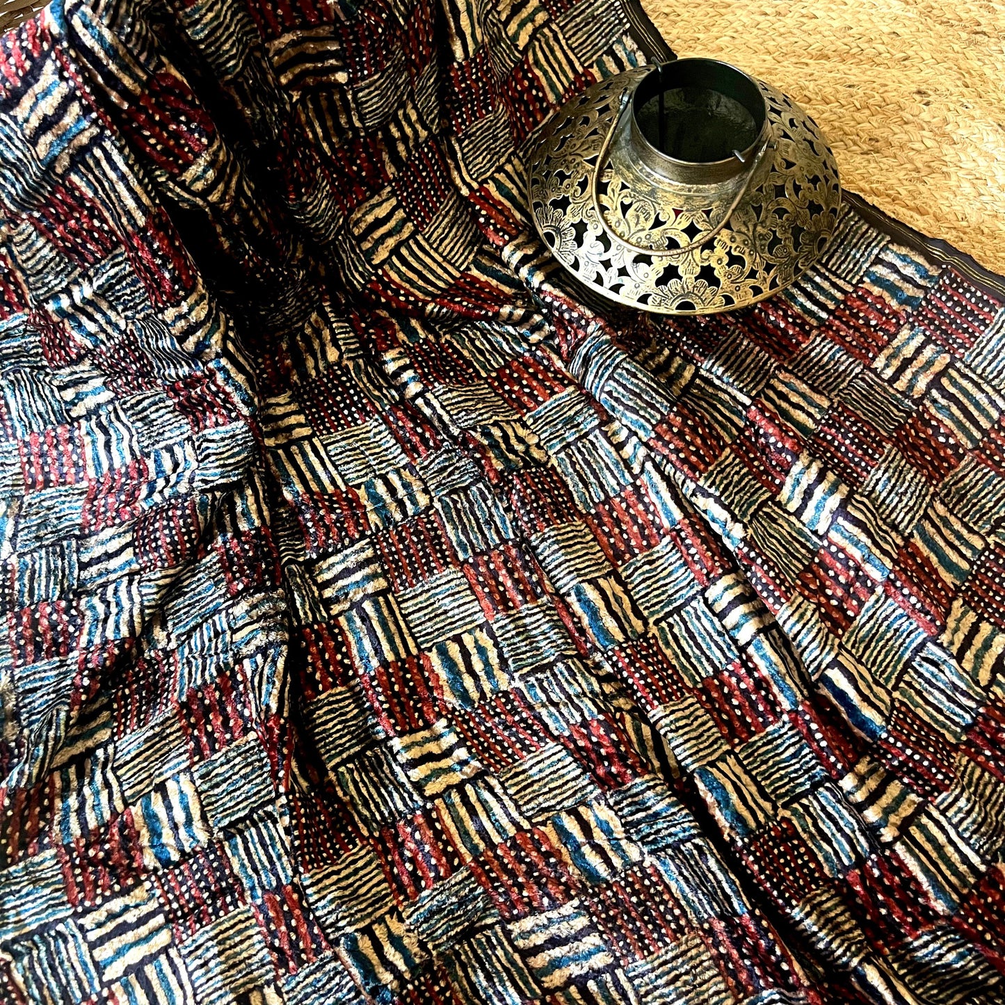 Ajrakh Fabric In Velvet - 30
