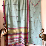 Handloom Bhujodi Kala Cotton Suit- Unspoken Words