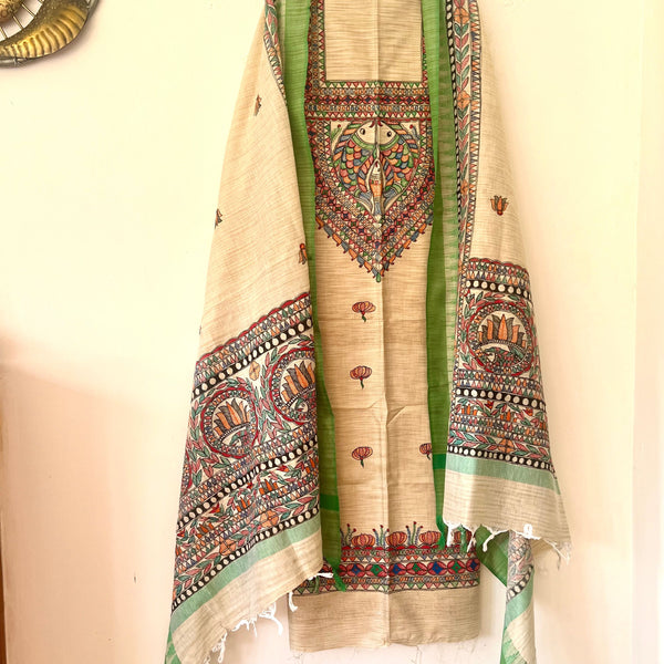 Hand Painted Madhubani Suit - Day Dreams