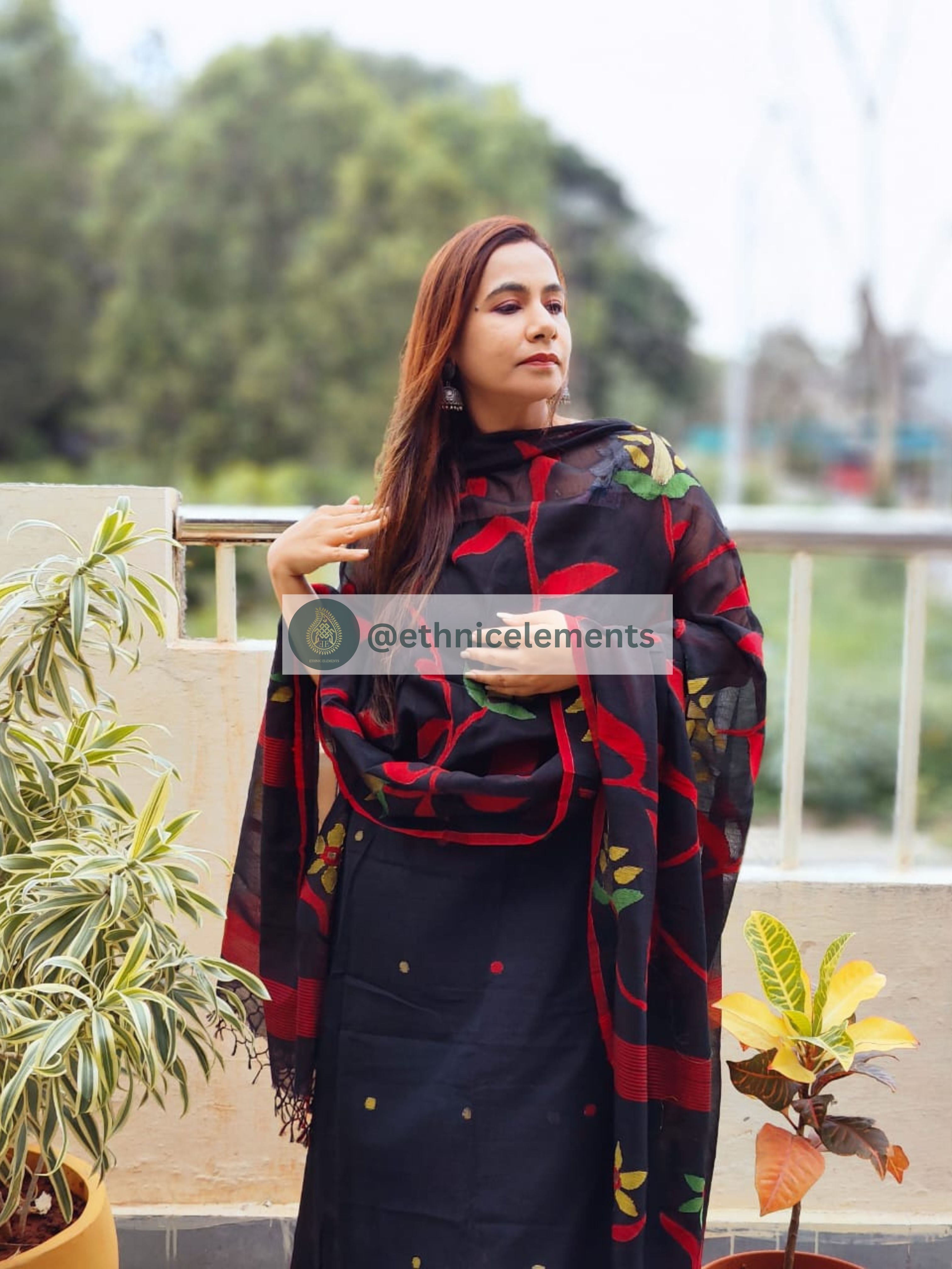 Premium Woven Cotton Jamdani Suit- Kajrare – EthnicElement