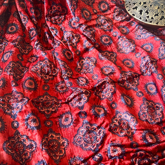 Ajrakh Fabric In Velvet - 3