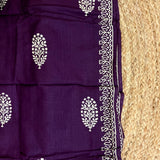 Muga Tussar Silk Suit Set- Purple & Yellow