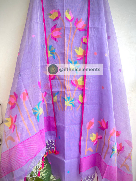 Muslin Jamdani Suit Set- Pichwai Themed- Cool Winds