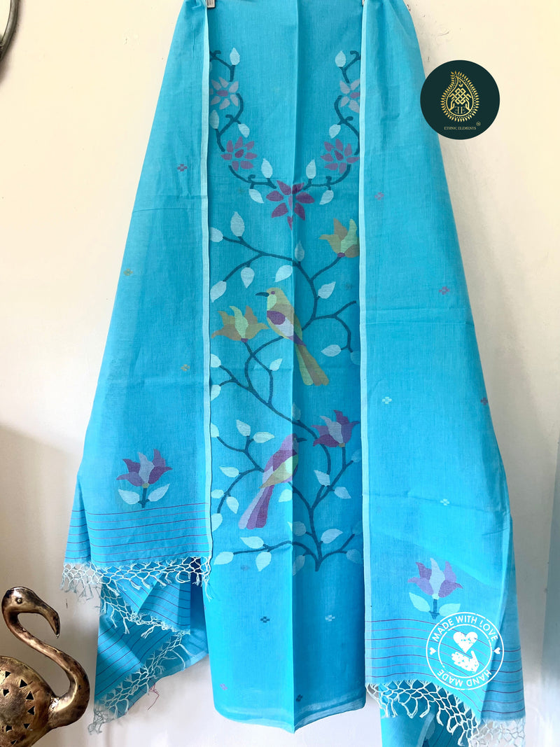 Jamdani Handmade Suit Set -Vibrant Blue