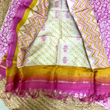 Muga Tussar Silk Suit Set- Pink & Gold