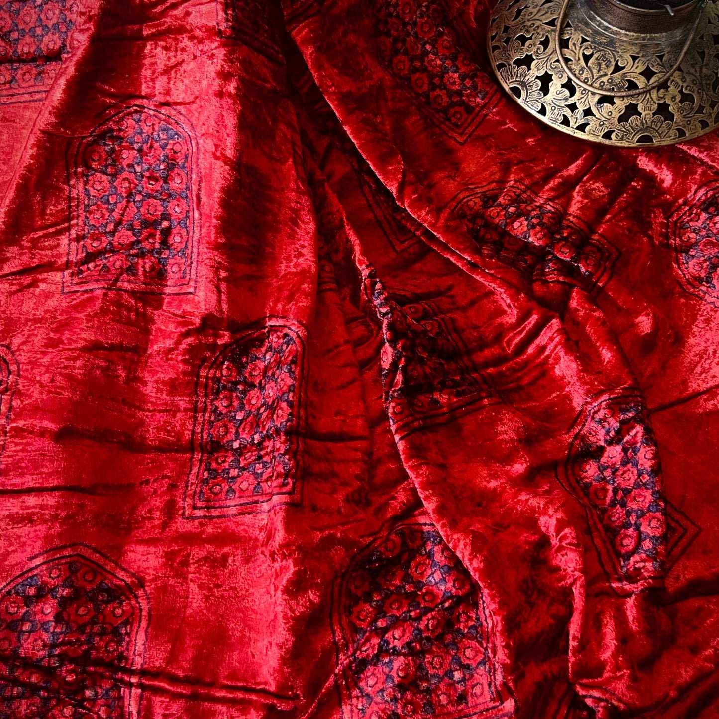 Ajrakh Fabric In Velvet - 5