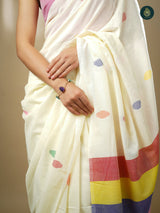 Woven Handloom Cotton Saree - Clear Rainbow