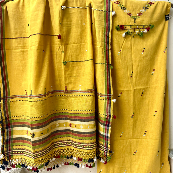 Handloom Bhujodi Kala Cotton Suit- Summer Blush