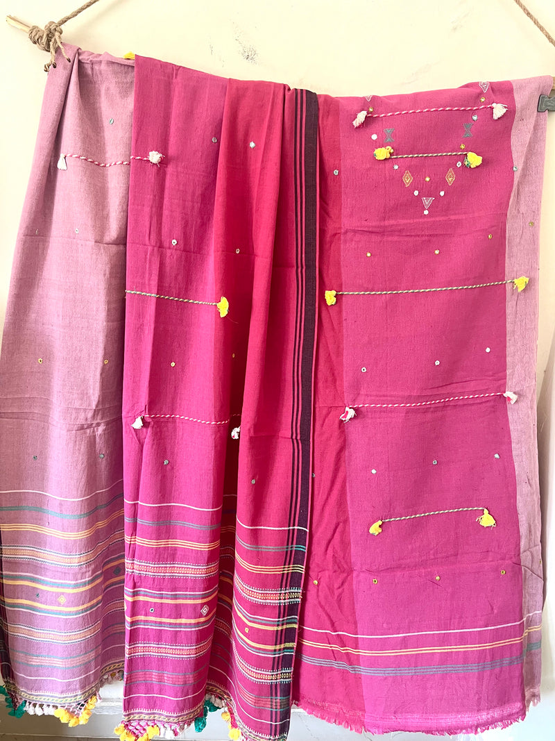 Handloom Bhujodi Kala Cotton Suit- Sky Valley