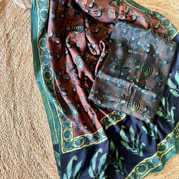 Vanaspati Ajrakh Modal Silk Suit Set - Print2