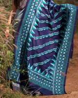 Woolen Handcrafted Kantha Shawl - Blue