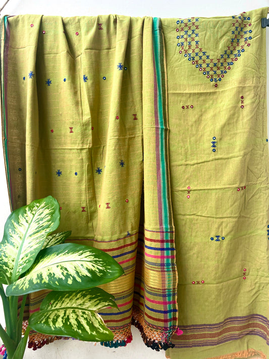 Handloom Bhujodi Kala Cotton Suits-Blue 3