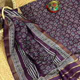 Muga Tussar Silk Suit Set- Purple Design 2