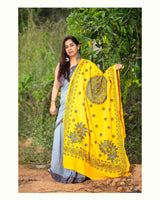 Woolen Handcrafted Kantha Shawl - Yellow