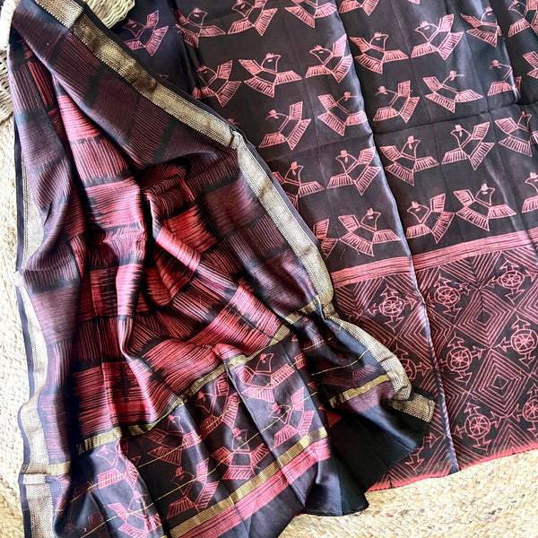 Nui Shibori Maheswari Silk Suit - 13