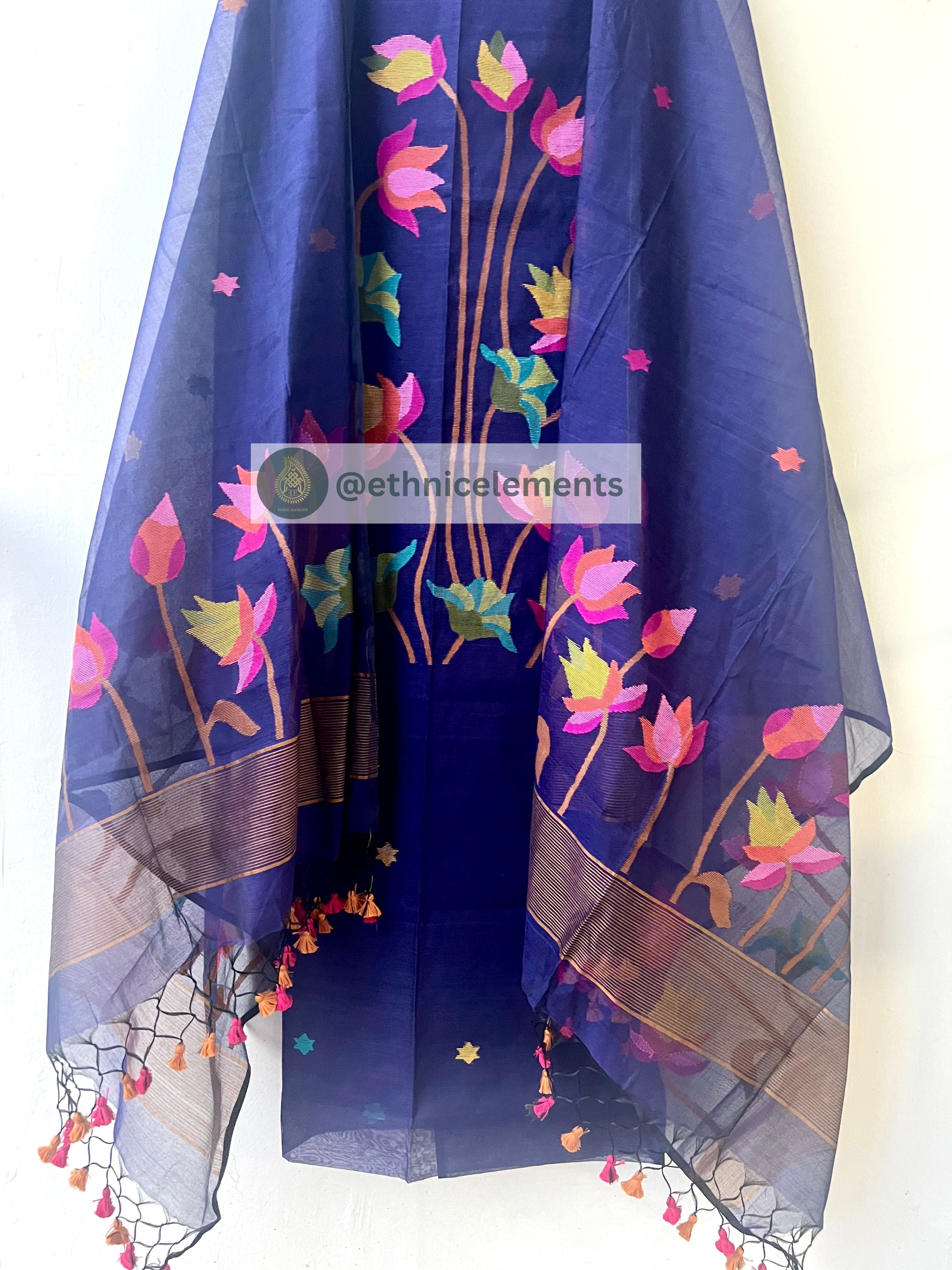 Muslin Jamdani Suit Set- Pichwai Themed- Blissful Times – EthnicElement