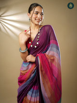 Woven Handloom Cotton Saree - Wine Magic