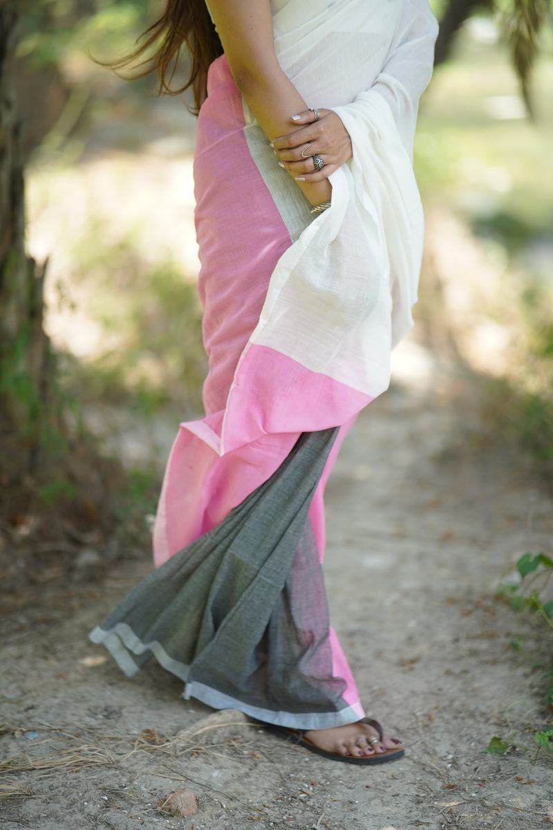 Khadi Mul Cotton Saree - Just Peachy