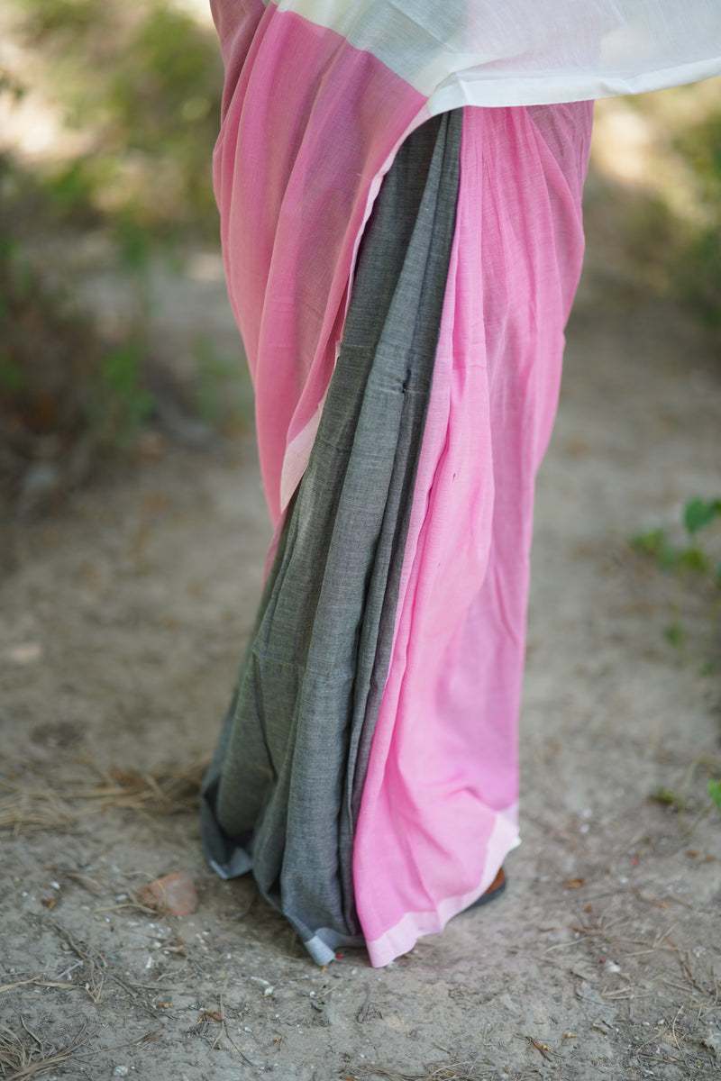 Khadi Mul Cotton Saree - Just Peachy