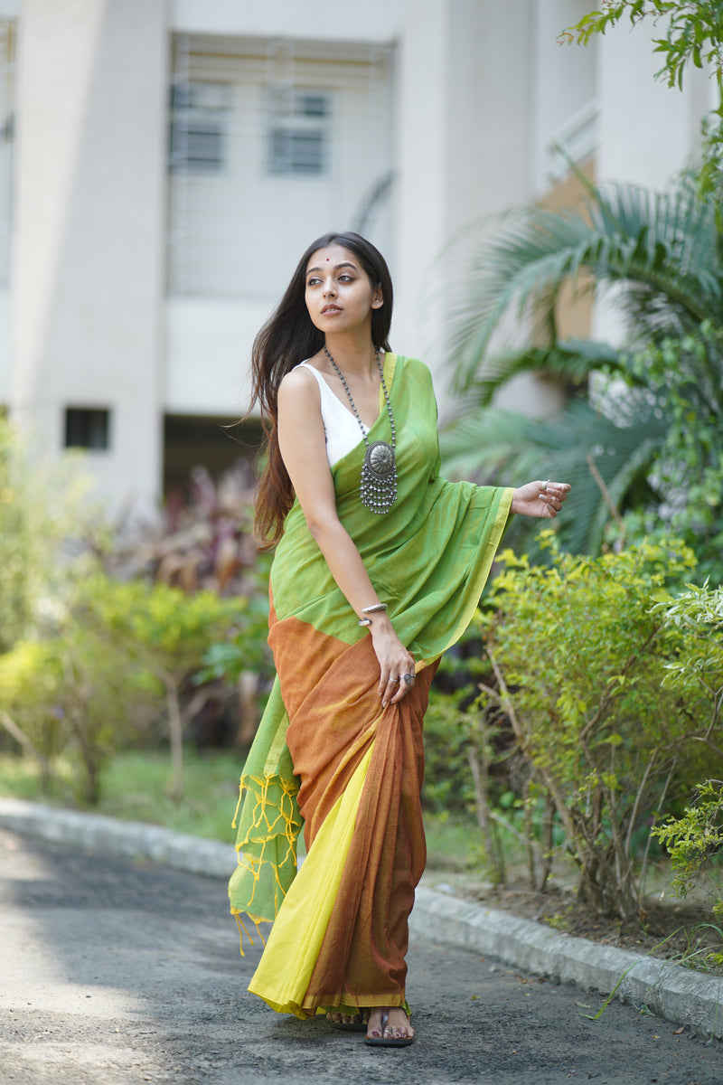 Khadi Mul Cotton Saree - Mixed Feelings