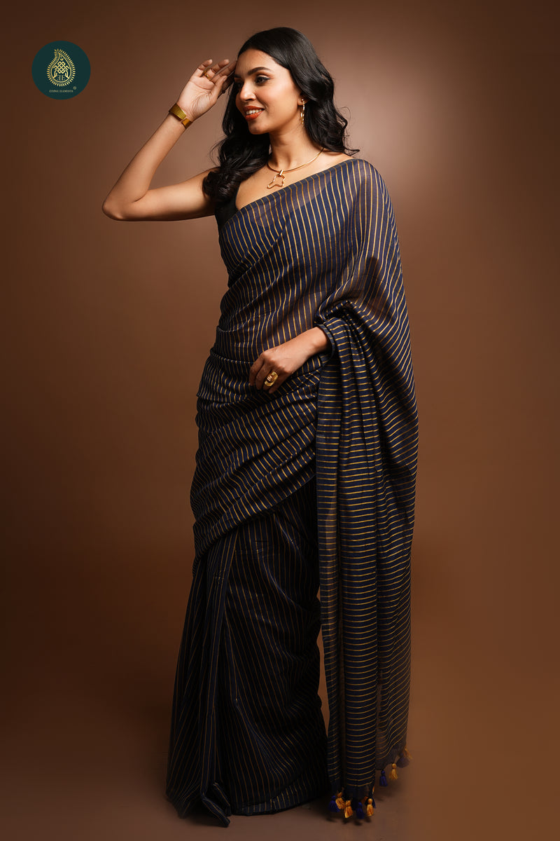 Woven Mul Cotton Saree - Hello Sunshine