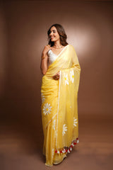 Handpainted Cotton Saree - Heartbeat