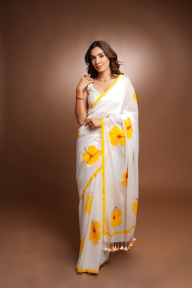 Handpainted Cotton Saree - Blissful