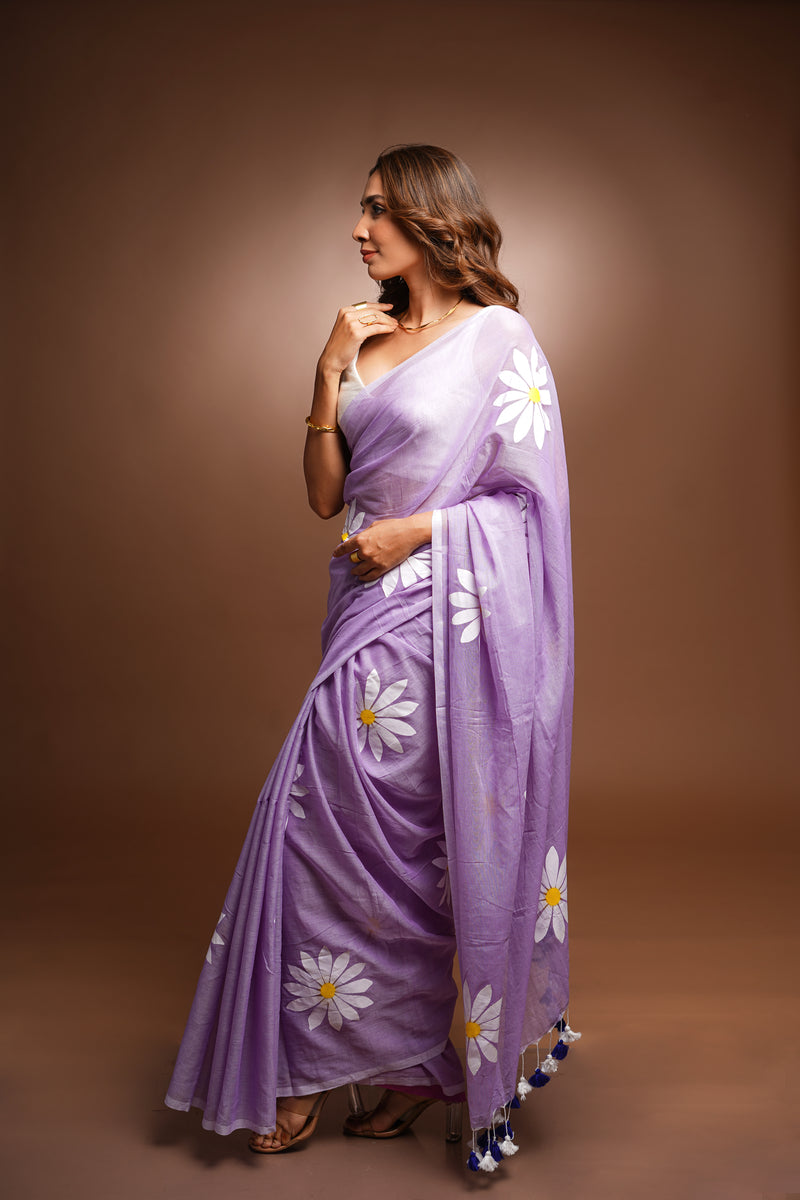 Handpainted Cotton Saree - Luminous