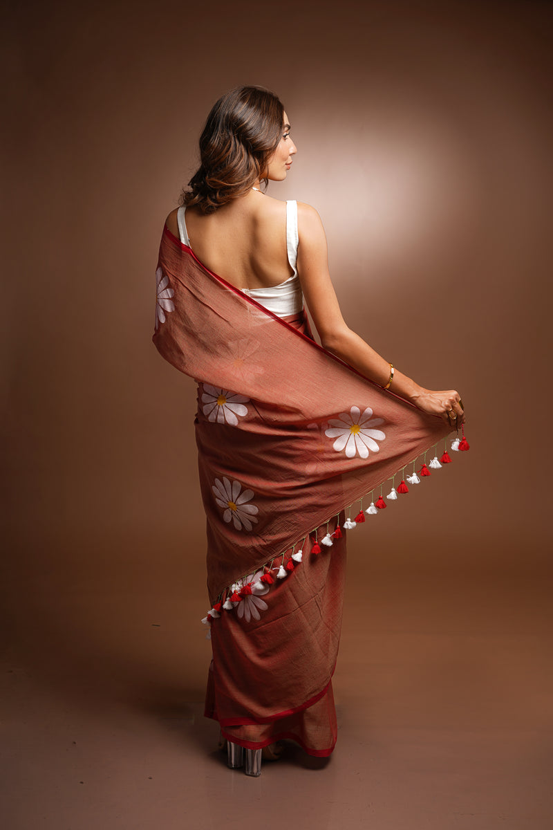 Handpainted Cotton Saree - Strong