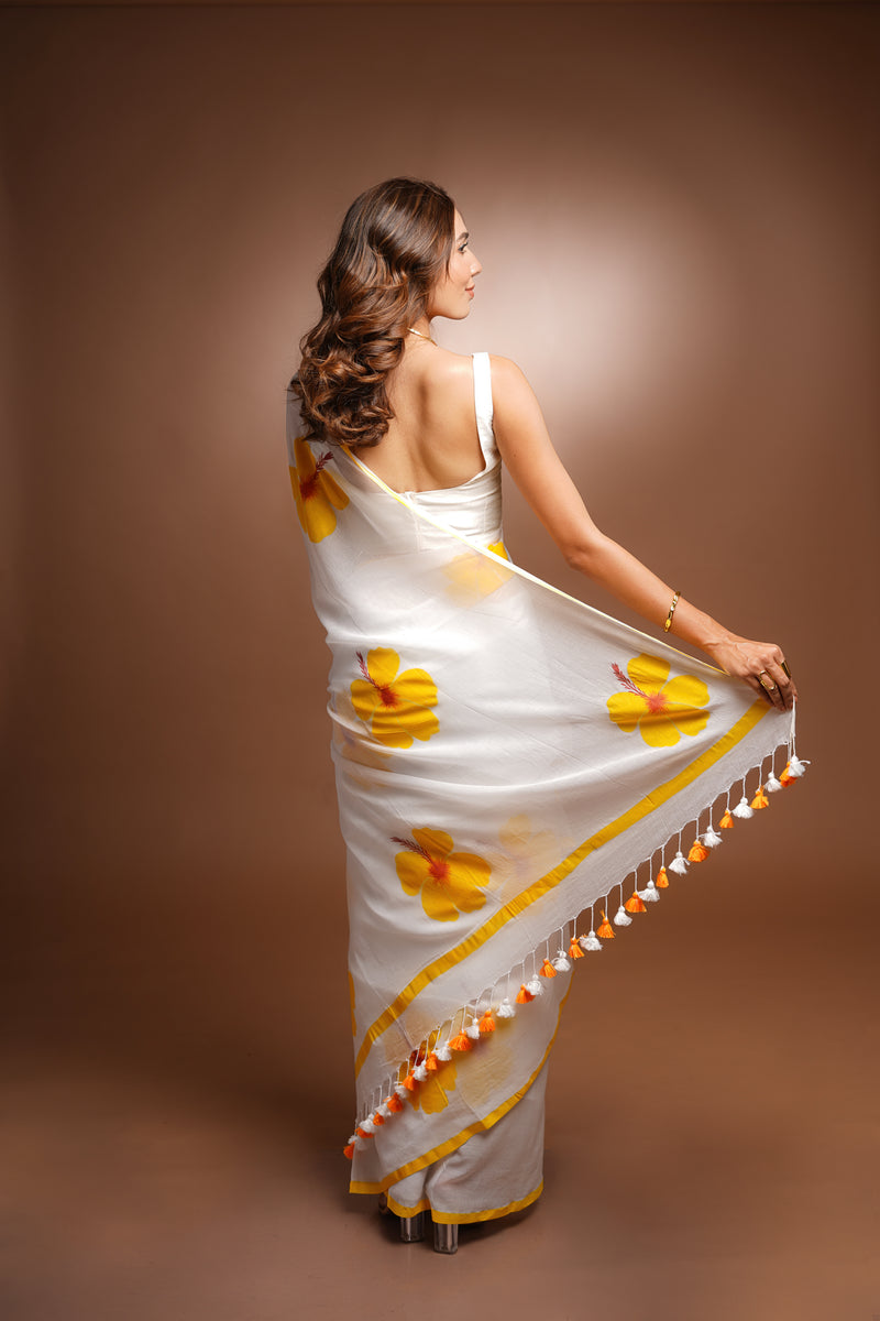 Handpainted Cotton Saree - Blissful