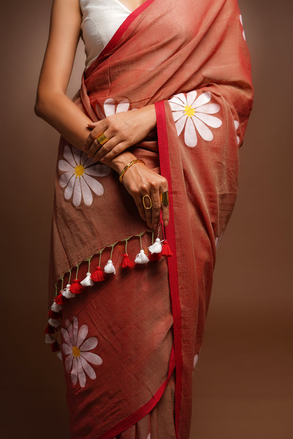 Handpainted Cotton Saree - Strong