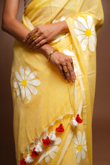 Handpainted Cotton Saree - Heartbeat