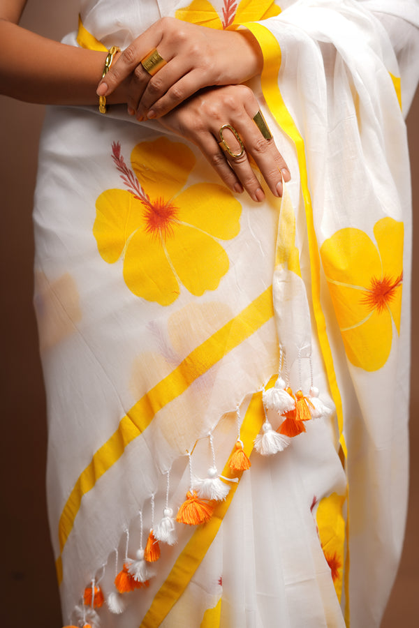 Handpainted Cotton Saree - Blissful