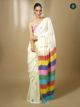 Woven Handloom Cotton Saree - Clear Rainbow